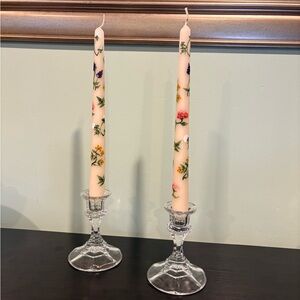 Glass candlestick holders set of 2